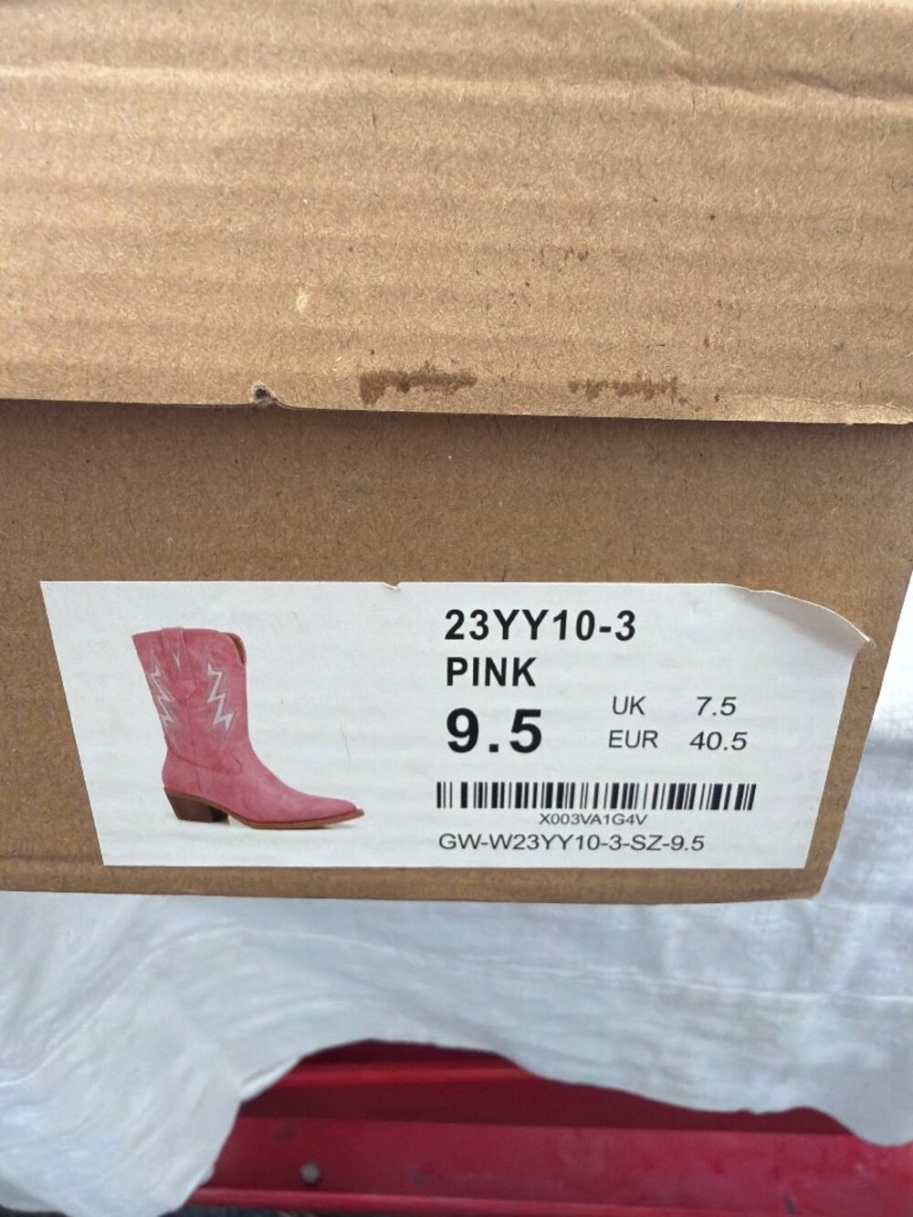 AC- Pink Cowboy Boots Size 9.5 Western Style 23YY10-3